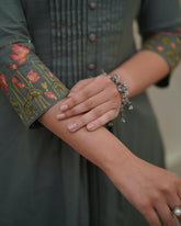 Olive Green Cotton Embroidery Kurta Set